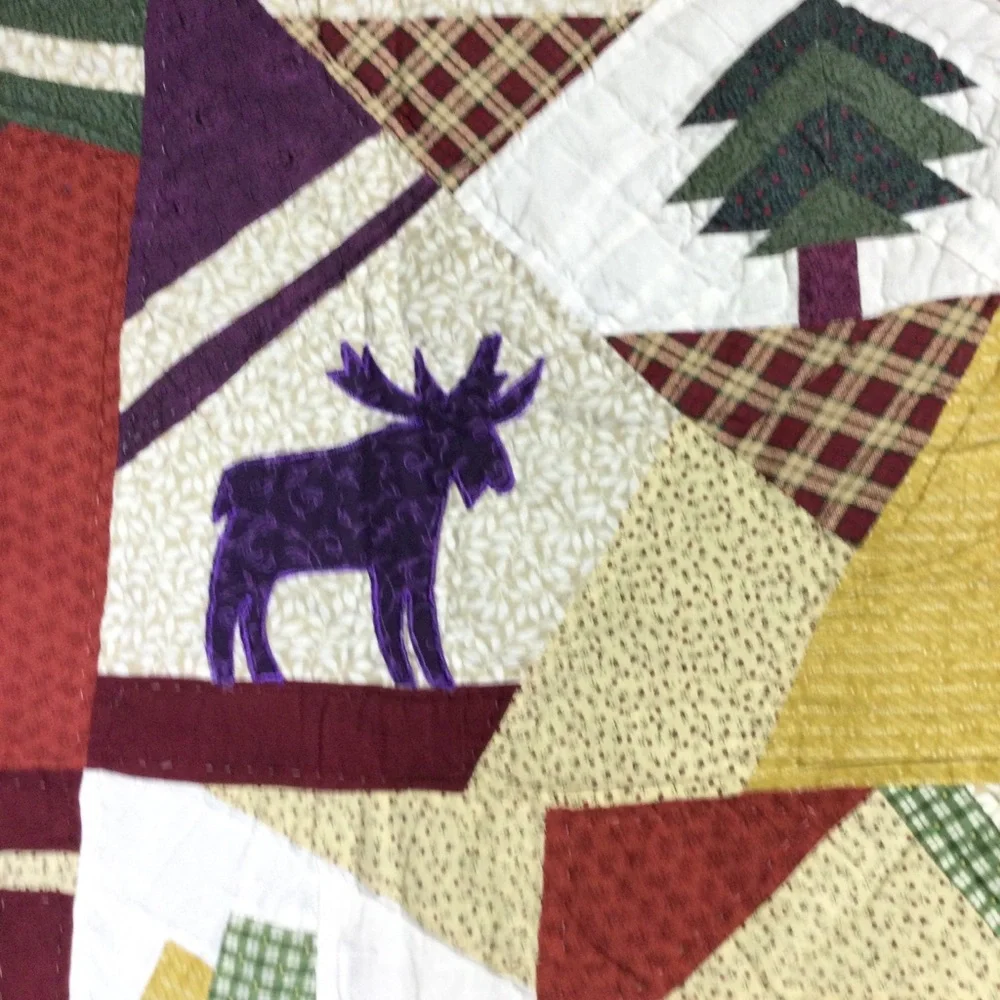 Vintage Colorful Patchwork Quilt with Holiday Motifs Blanket 50x60